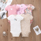 5PCS/Lot Baby Boys Girls Bodysuits 100% Cotton Short