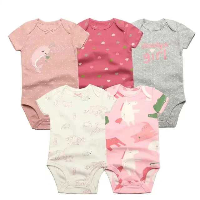 5PCS/Lot Baby Boys Girls Bodysuits 100% Cotton Short