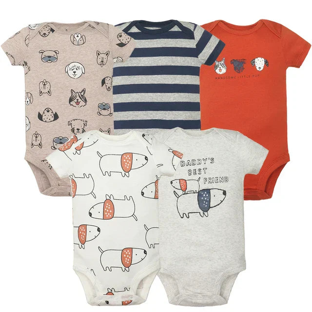 5PCS/Lot Baby Boys Girls Bodysuits 100% Cotton Short