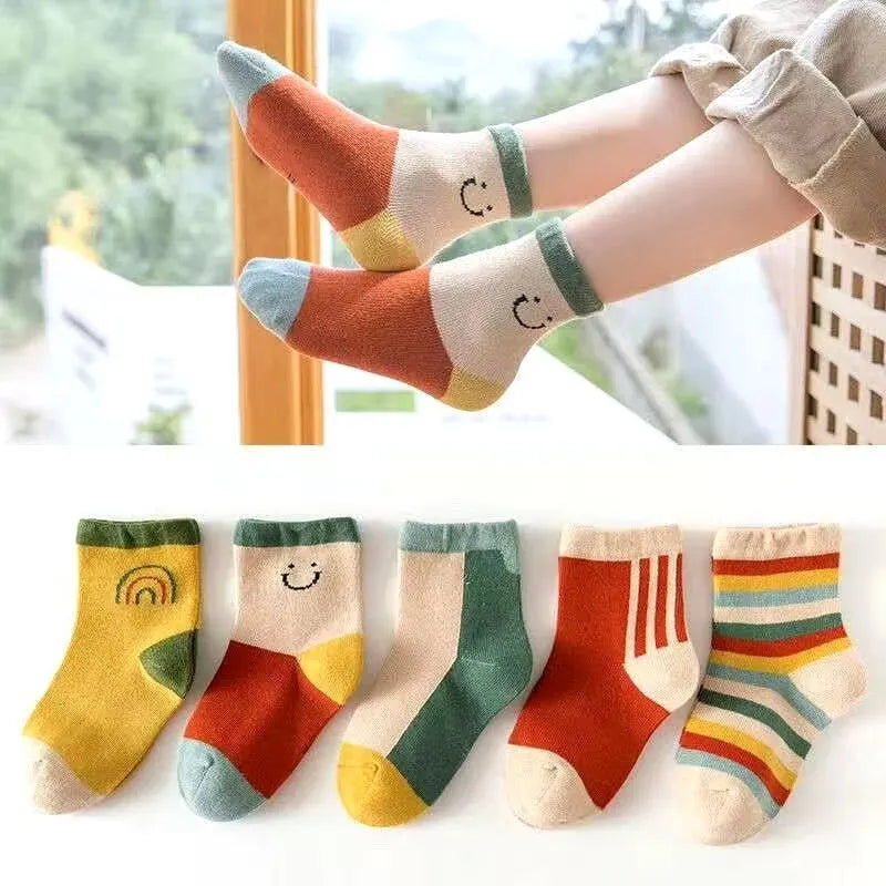 5Pairs Cute Stripe Carttoon Knit Warm Kids Socks