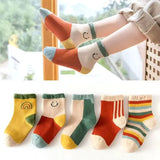 5Pairs Cute Stripe Carttoon Knit Warm Kids Socks
