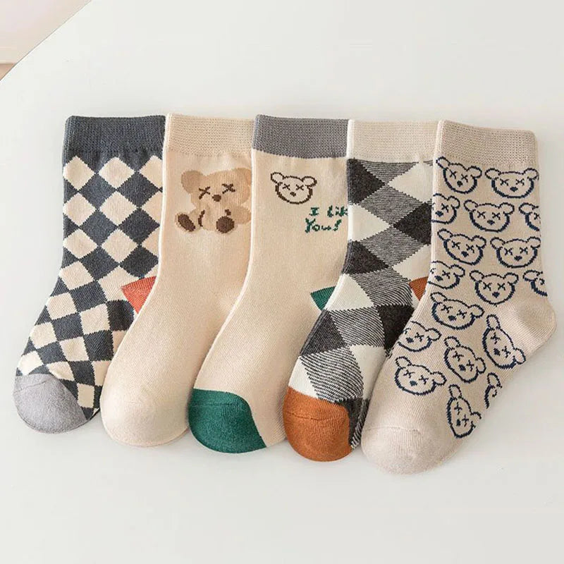 5Pairs/Lot Cute Cartoon Baby Socks Spring Autumn Casual