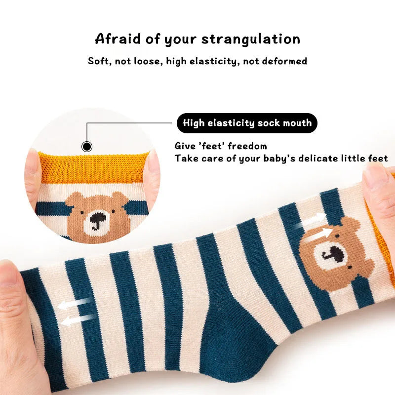 5Pairs/Lot Cute Cartoon Baby Socks Spring Autumn Casual