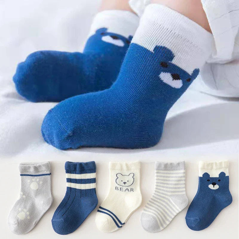 5Pairs/Lot Cute Cartoon Baby Socks Spring Autumn Casual