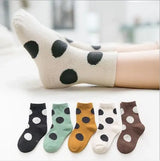 5Pairs/Lot Kids Children Socks 1-12Year Fashion Dot Baby