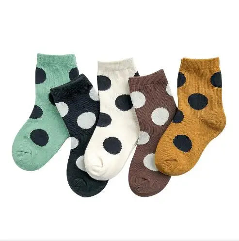 5Pairs/Lot Kids Children Socks 1-12Year Fashion Dot Baby