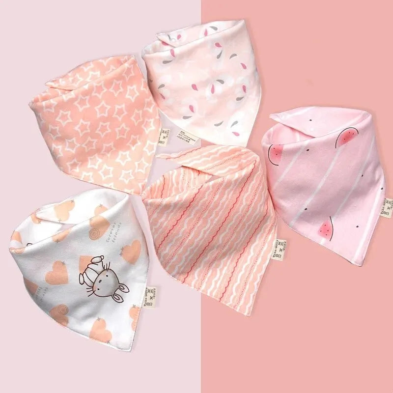 5Pcs/Lot Baby Bibs Cotton Bibs Cartoon Print Saliva