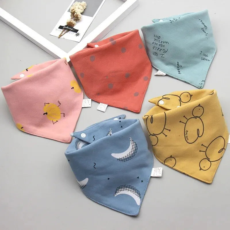 5Pcs/Lot Baby Bibs Cotton Bibs Cartoon Print Saliva