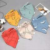 5Pcs/Lot Baby Bibs Cotton Bibs Cartoon Print Saliva