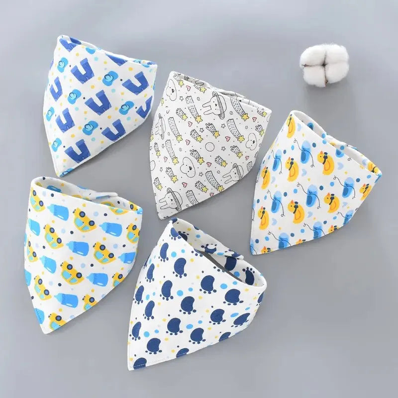 5Pcs/Lot Baby Bibs Cotton Bibs Cartoon Print Saliva