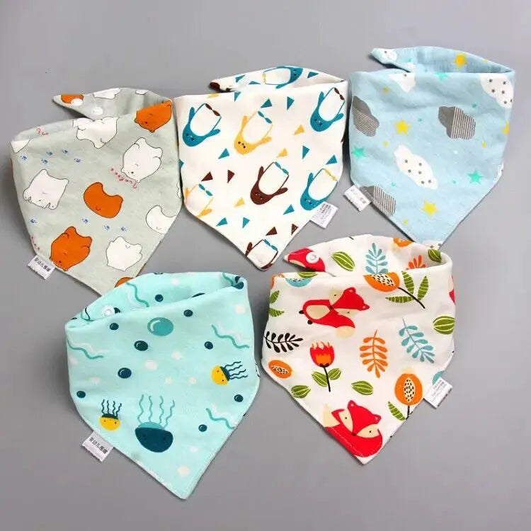 5Pcs/Lot Baby Bibs Cotton Bibs Cartoon Print Saliva