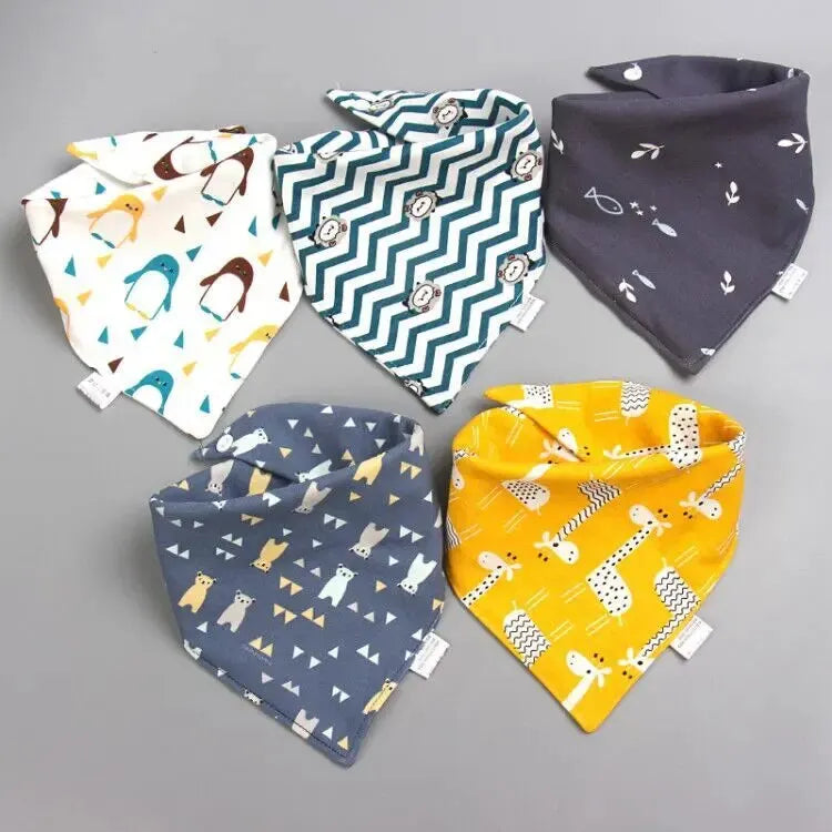 5Pcs/Lot Baby Bibs Cotton Bibs Cartoon Print Saliva