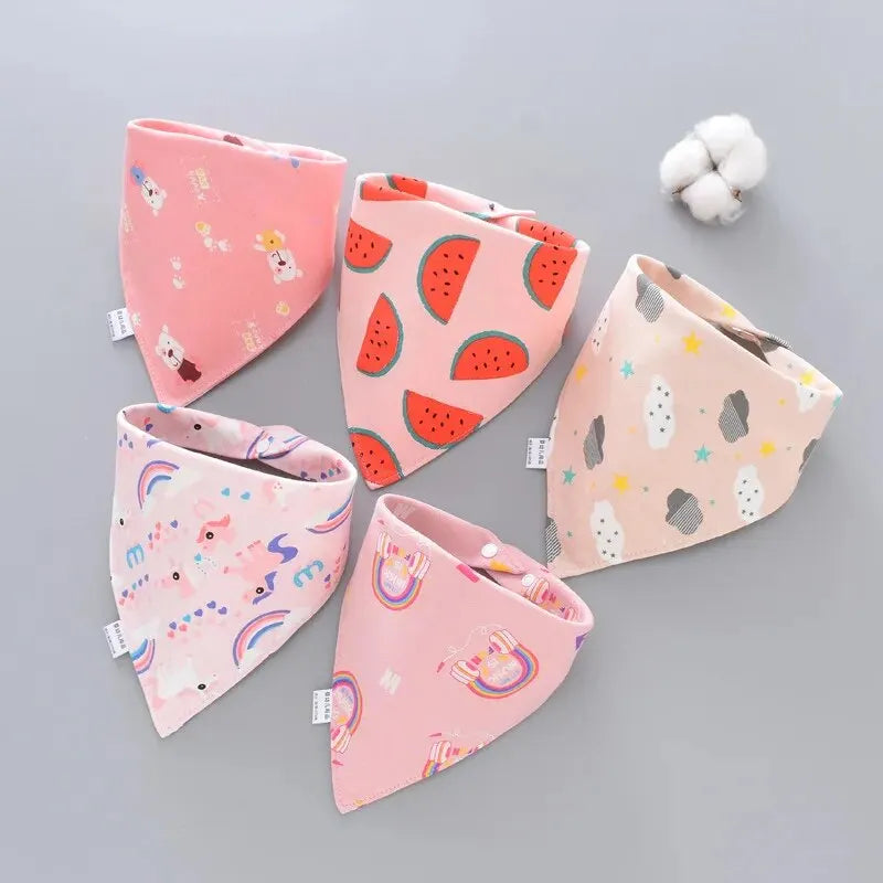 5Pcs/Lot Baby Bibs Cotton Bibs Cartoon Print Saliva