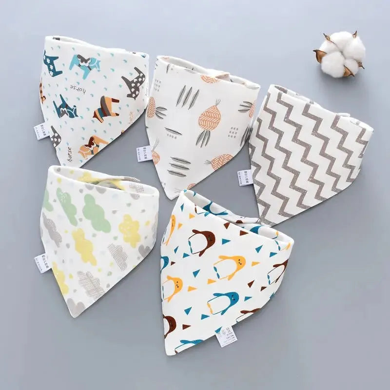 5Pcs/Lot Baby Bibs Cotton Bibs Cartoon Print Saliva