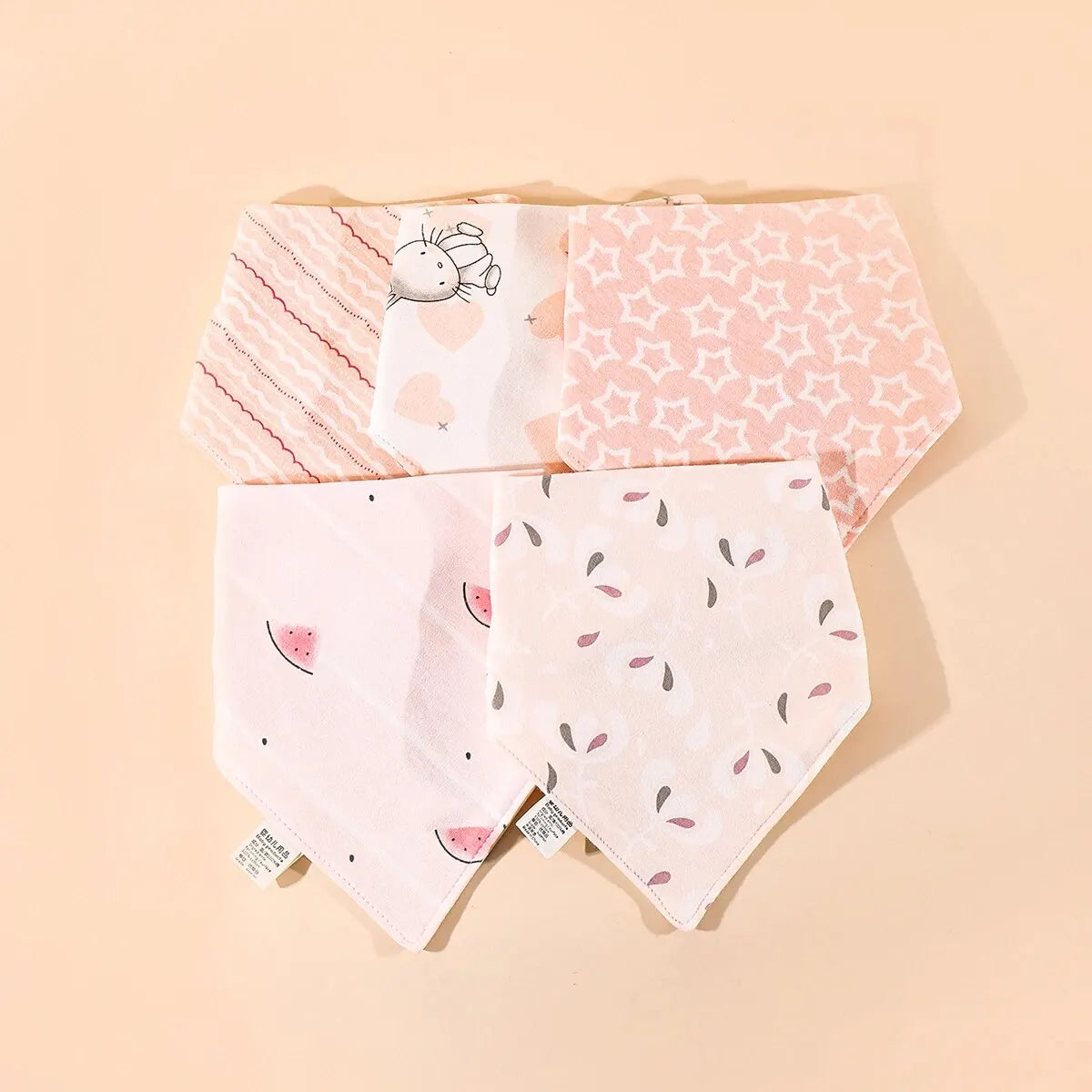 5Pcs/Lot Baby Bibs Cotton Bibs Cartoon Print Saliva