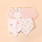 5Pcs/Lot Baby Bibs Cotton Bibs Cartoon Print Saliva