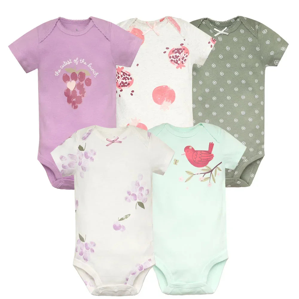 5pcs/lot Baby Bodysuit Fashion Girl Clothes Cotton Newborn