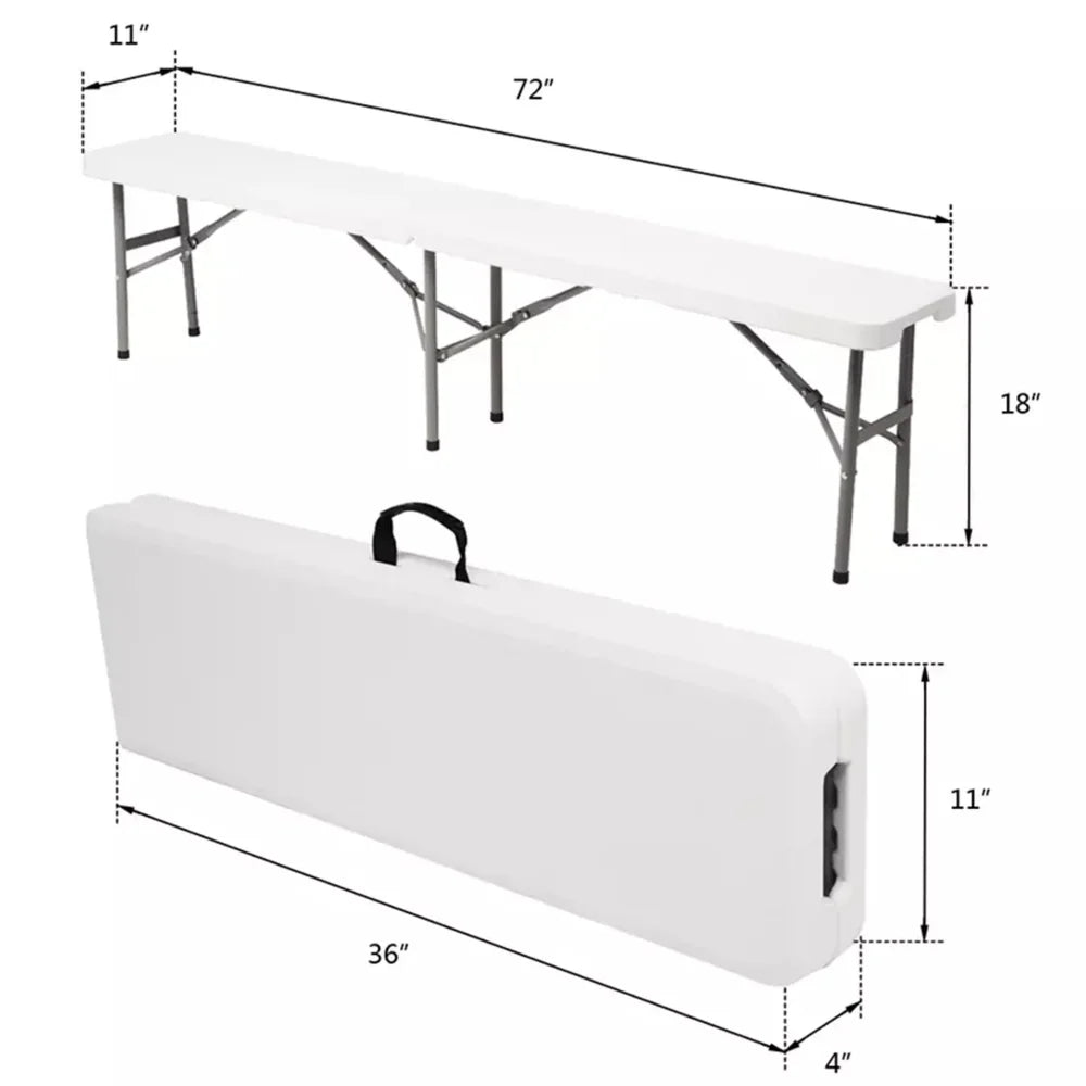 6 Ft Plastic Folding Bench Portable Indoor Outdoor