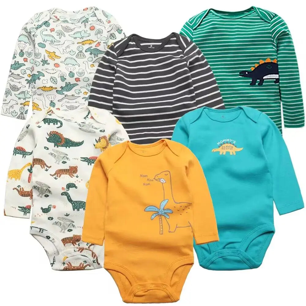 6 PCS/Lot Baby Boys Girls Bodysuit Long Sleeve