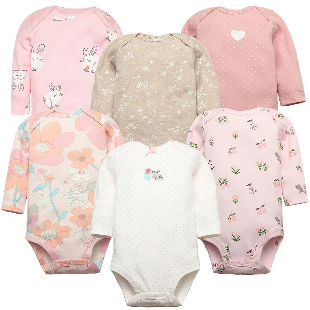 6 PCS/Lot Baby Boys Girls Bodysuit Long Sleeve