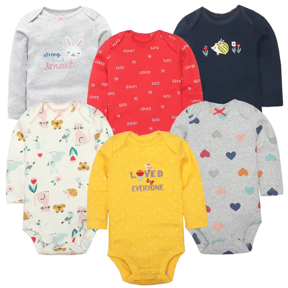 6 PCS/Lot Baby Boys Girls Bodysuit Long Sleeve