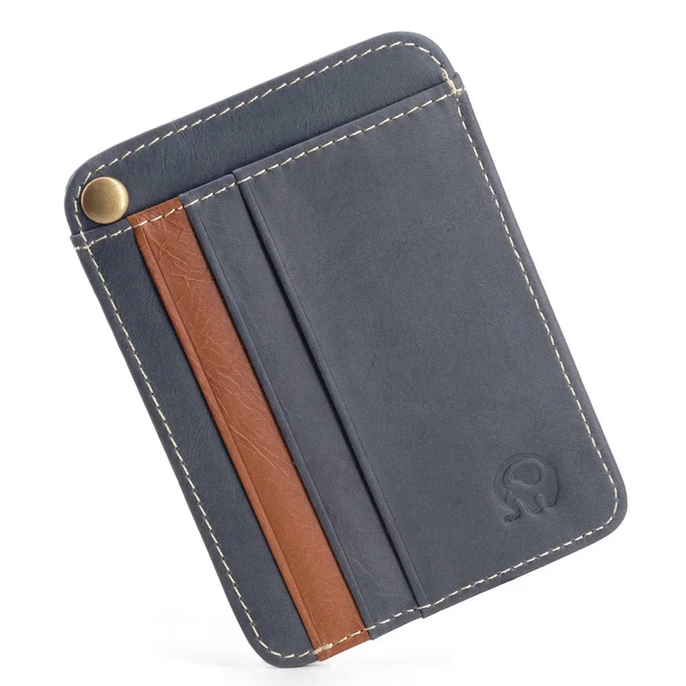 Slim Oil Wax Cowhide Leather Wallet with 6 Slots