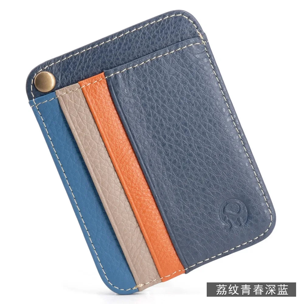 Slim Oil Wax Cowhide Leather Wallet with 6 Slots