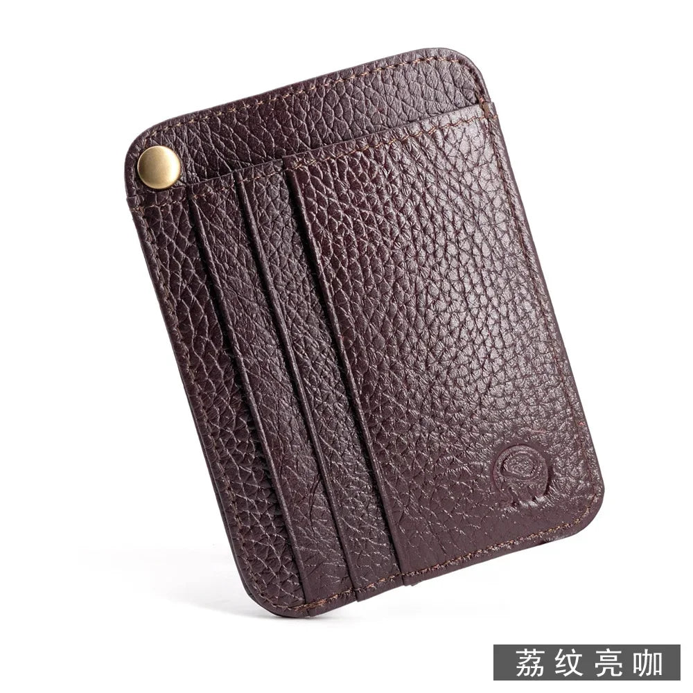 Slim Oil Wax Cowhide Leather Wallet with 6 Slots