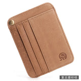 Slim Oil Wax Cowhide Leather Wallet with 6 Slots