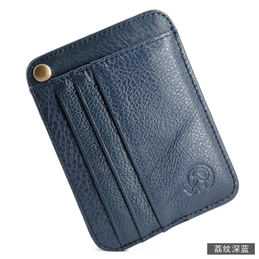Slim Oil Wax Cowhide Leather Wallet with 6 Slots