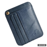 Slim Oil Wax Cowhide Leather Wallet with 6 Slots