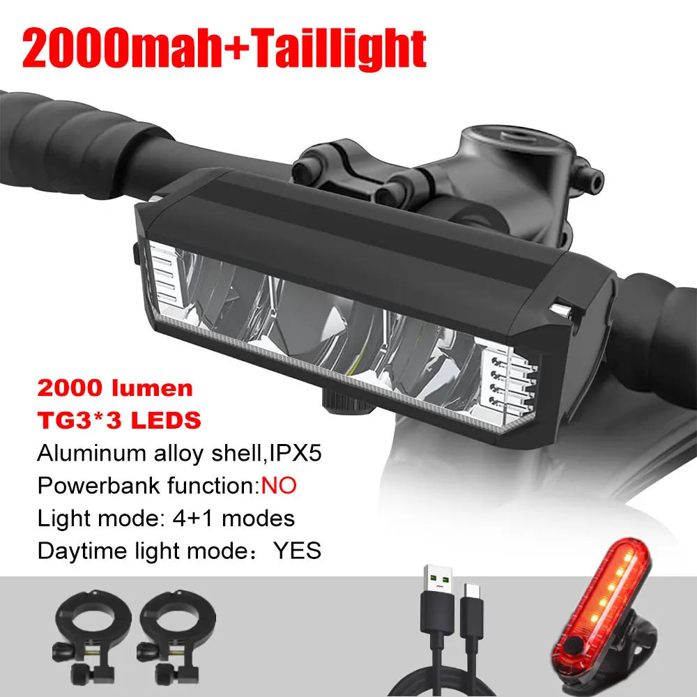 6000LM Bike Front Light Bicycle Lamp 8000Mah Aluminum