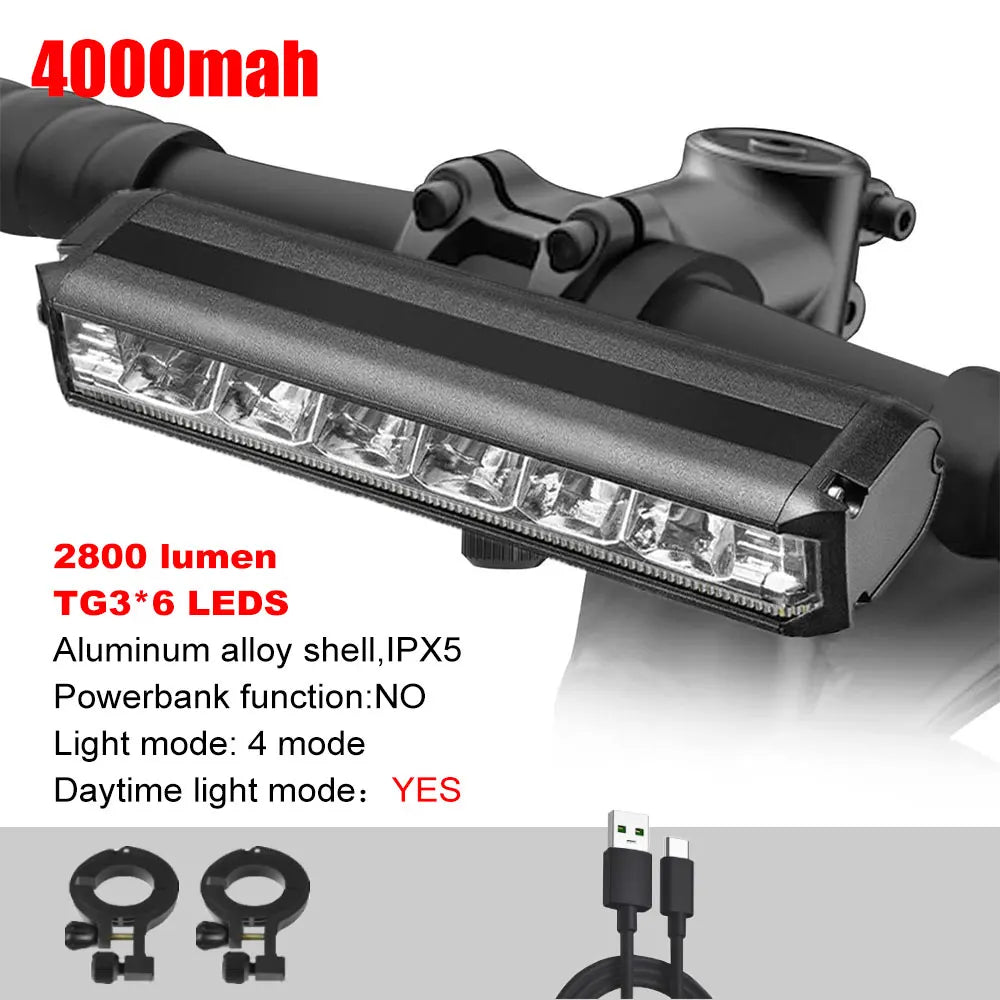 6000LM Bike Front Light Bicycle Lamp 8000Mah Aluminum