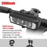 6000LM Bike Front Light Bicycle Lamp 8000Mah Aluminum