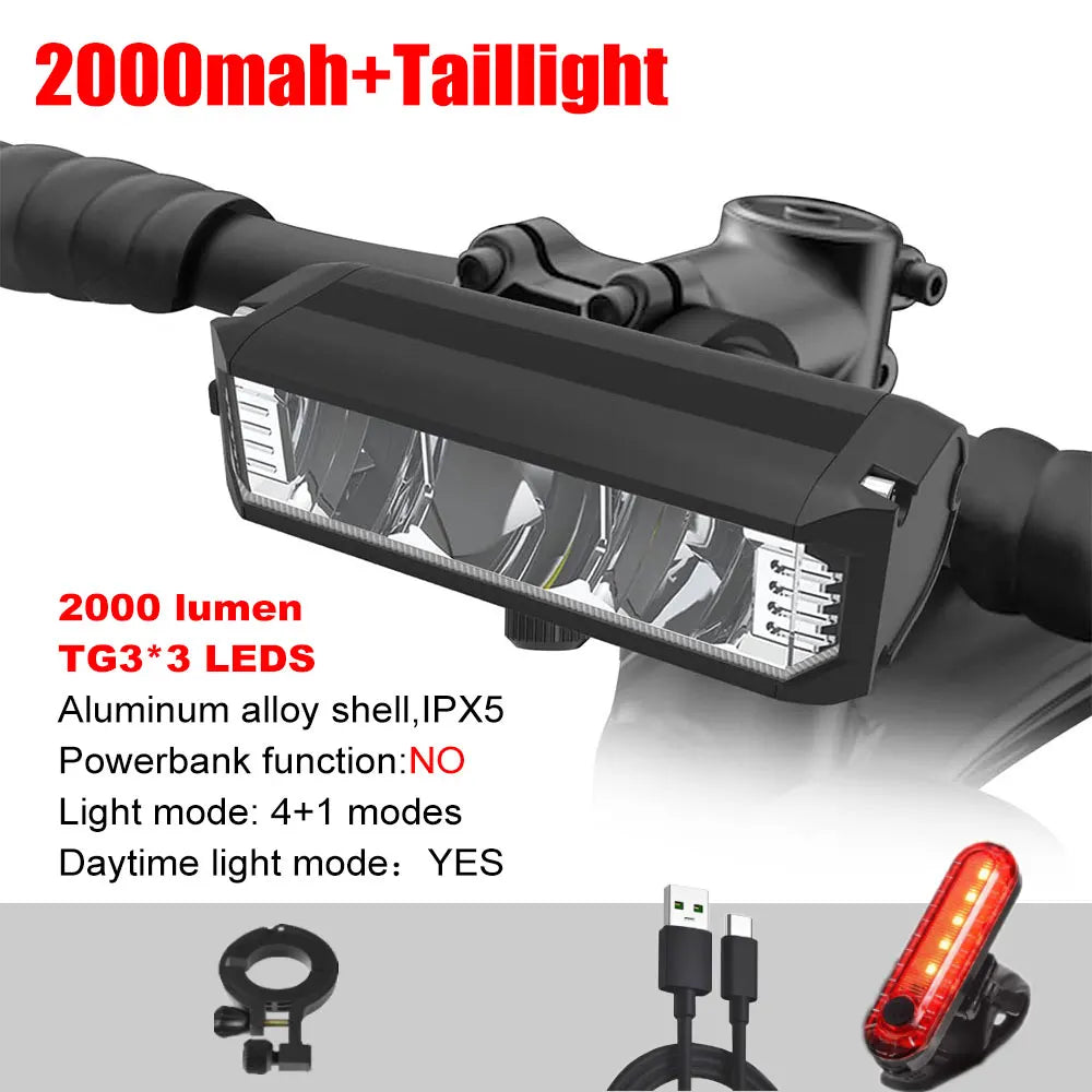 6000LM Bike Front Light Bicycle Lamp 8000Mah Aluminum