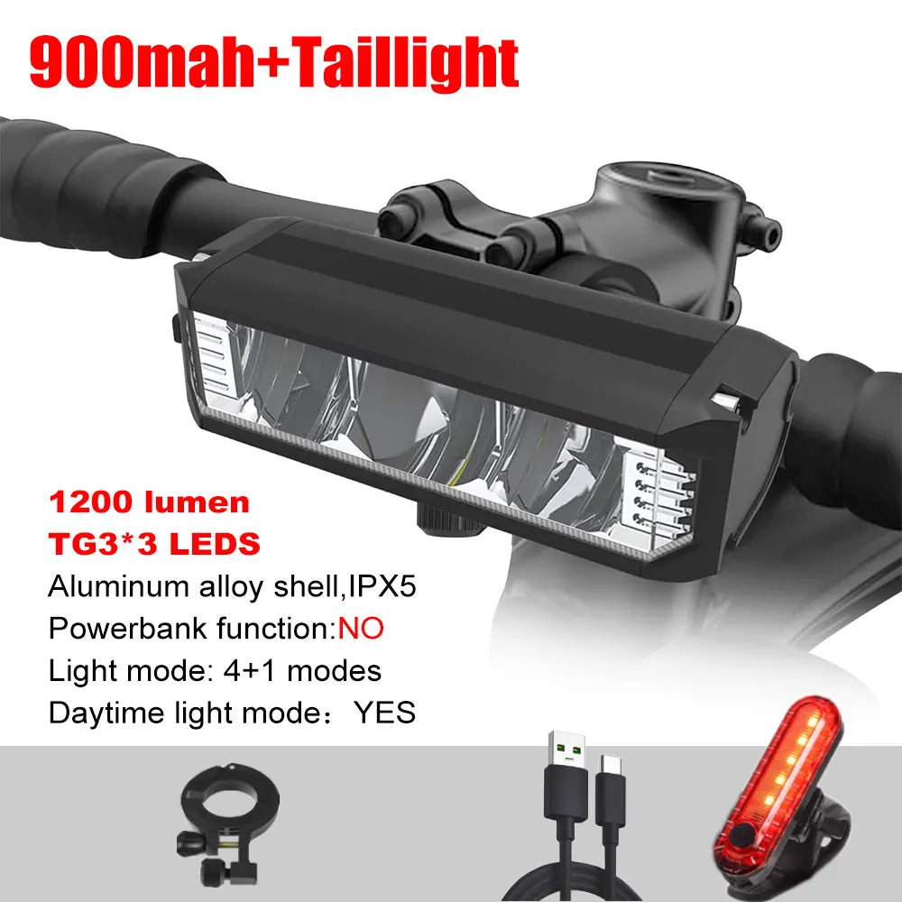 6000LM Bike Front Light Bicycle Lamp 8000Mah Aluminum
