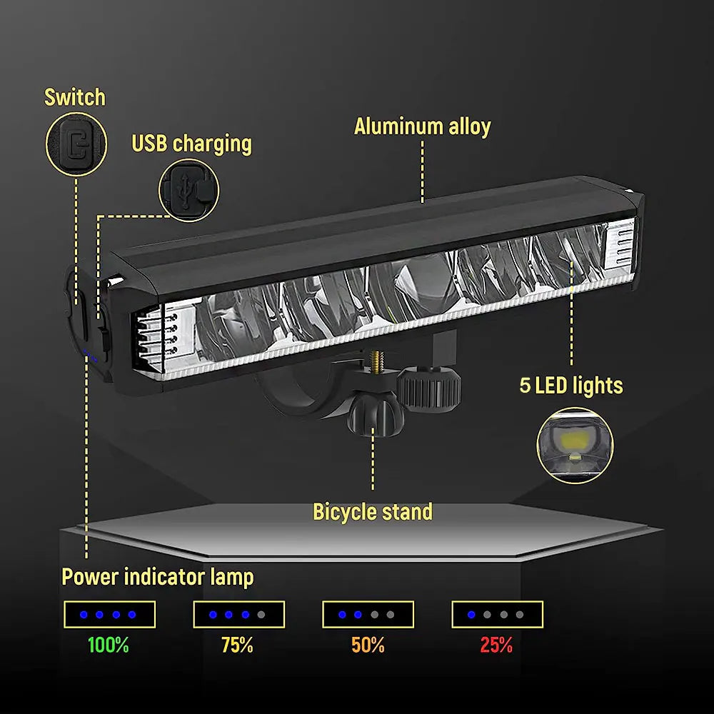6000LM Bike Front Light Bicycle Lamp 8000Mah Aluminum