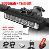6000LM Bike Front Light Bicycle Lamp 8000Mah Aluminum
