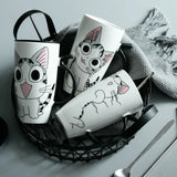 600ml Cute Cat Ceramics Coffee Mug with Lid