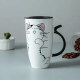 600ml Cute Cat Ceramics Coffee Mug with Lid