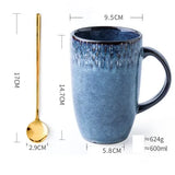 600ml Europe Retro Ceramic Mug With Spoon Coffee