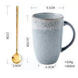 600ml Europe Retro Ceramic Mug With Spoon Coffee