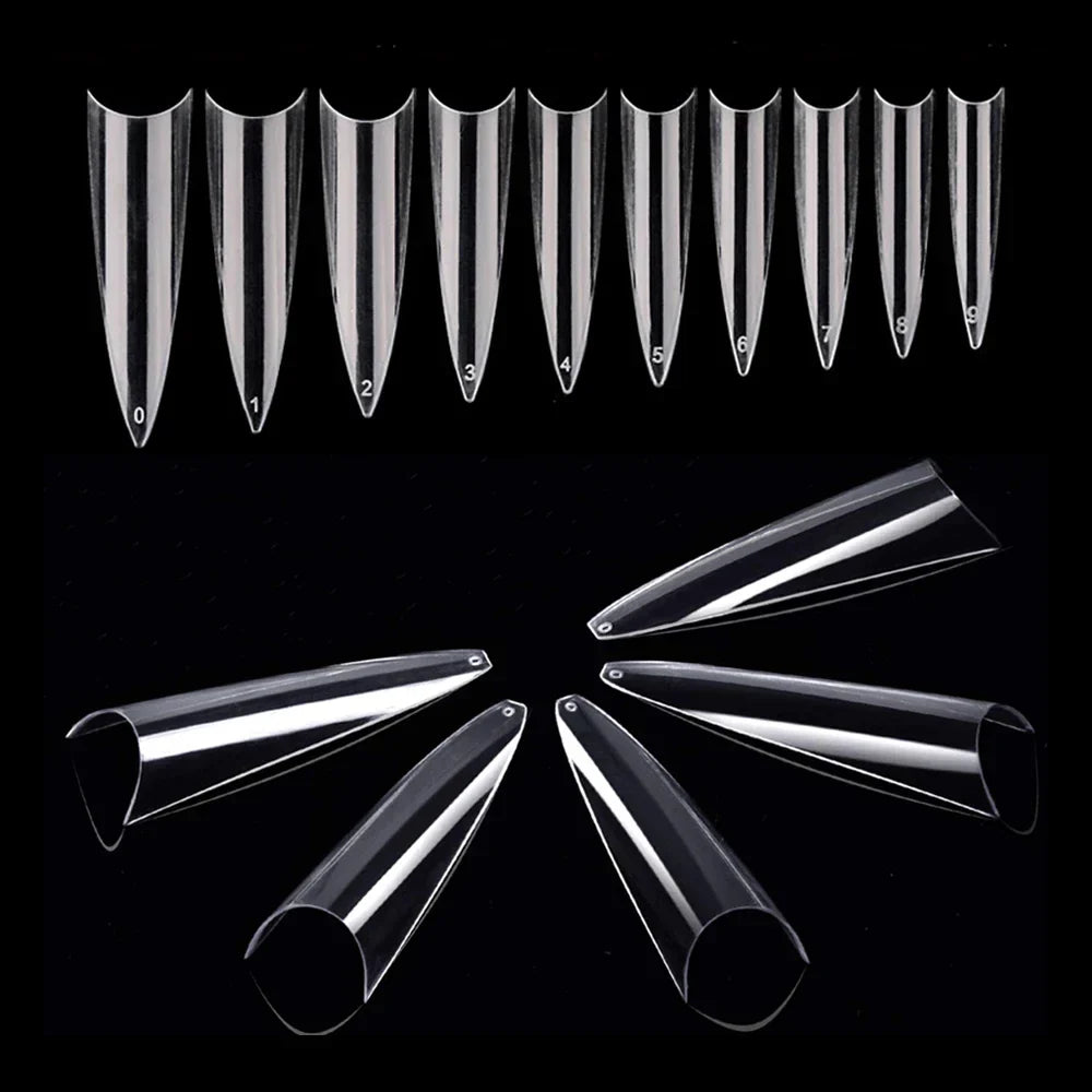 600pcs Acrylic Medium Long Stiletto Nail Tips Easy