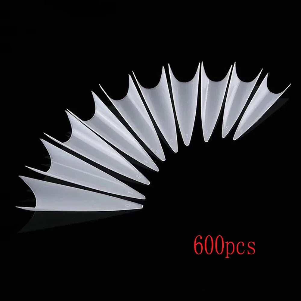 600pcs Acrylic Medium Long Stiletto Nail Tips Easy