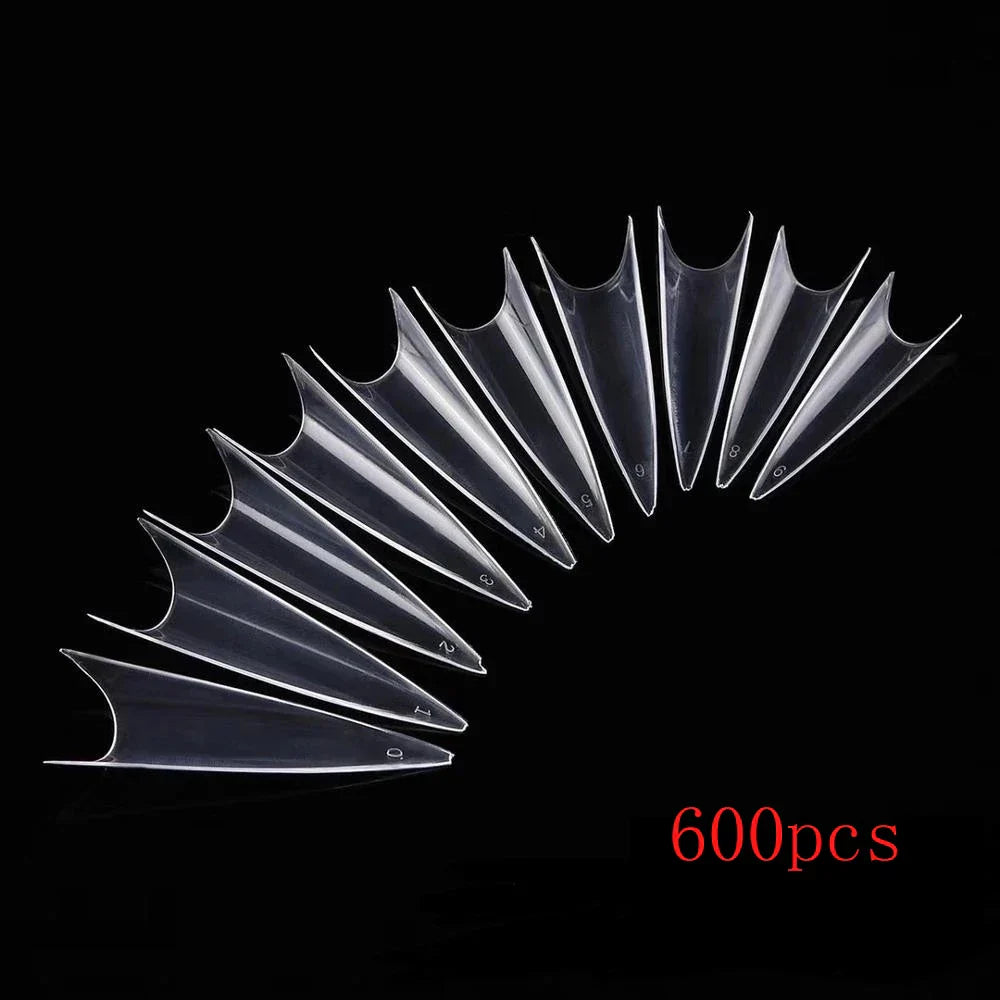 600pcs Acrylic Medium Long Stiletto Nail Tips Easy