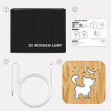 Moon Kitten Wooden Decorative Light