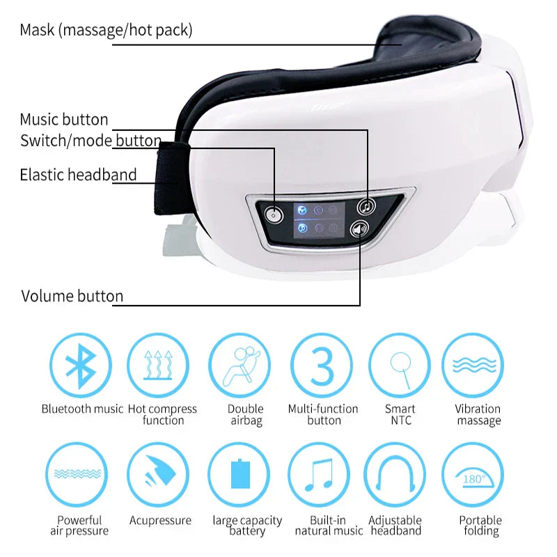 6D Smart Eye Massager Vibration Hot Airbag Compress