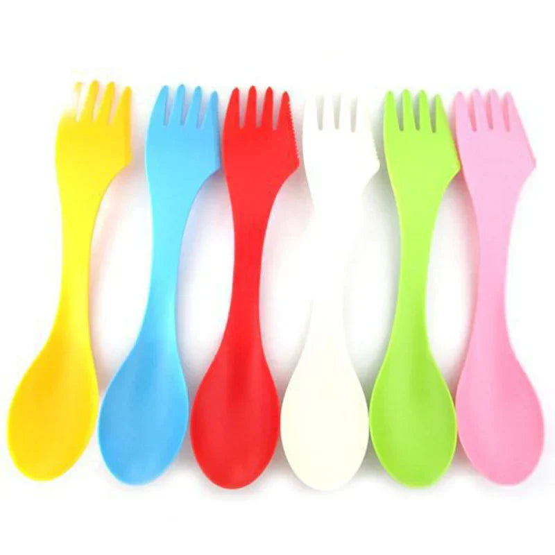 6Pcs/Set 3 In 1 Children Utensil Plastic Spork