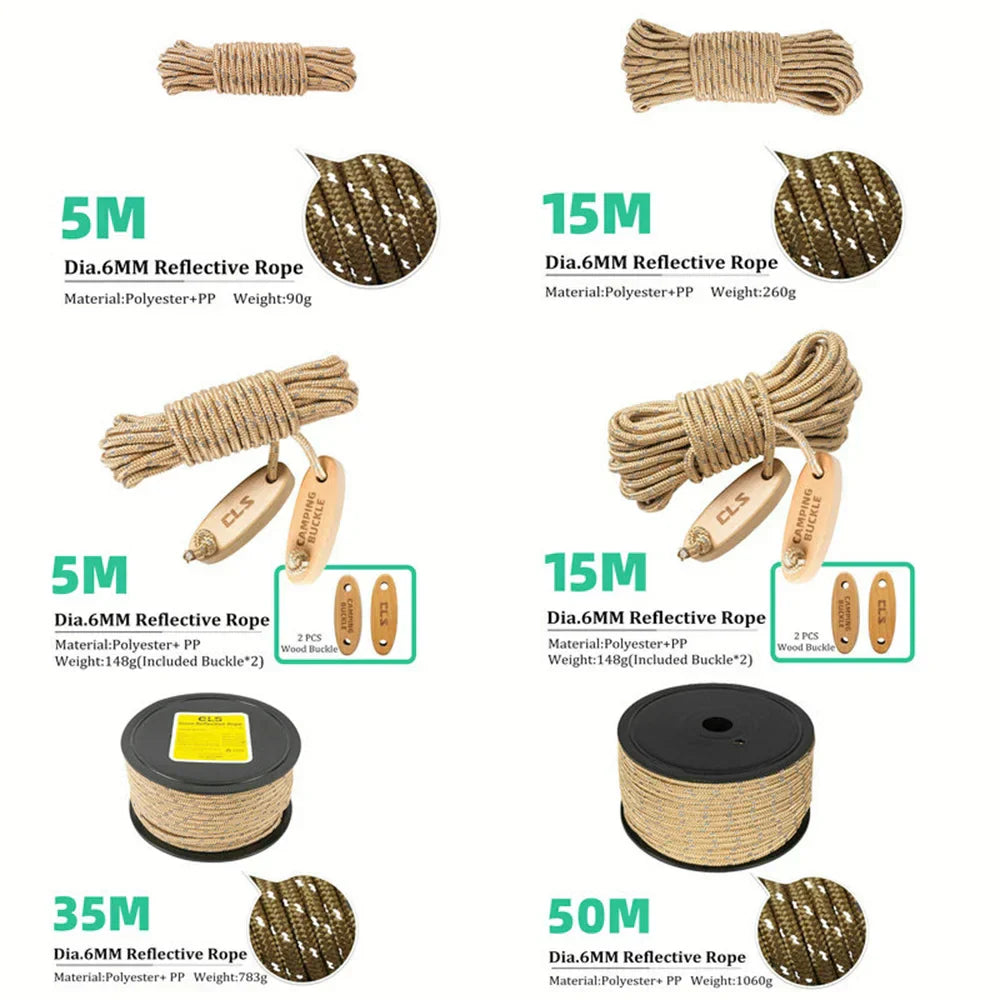 6mm Thickened Reflective Tent Rope Outdoor Wind Rope
