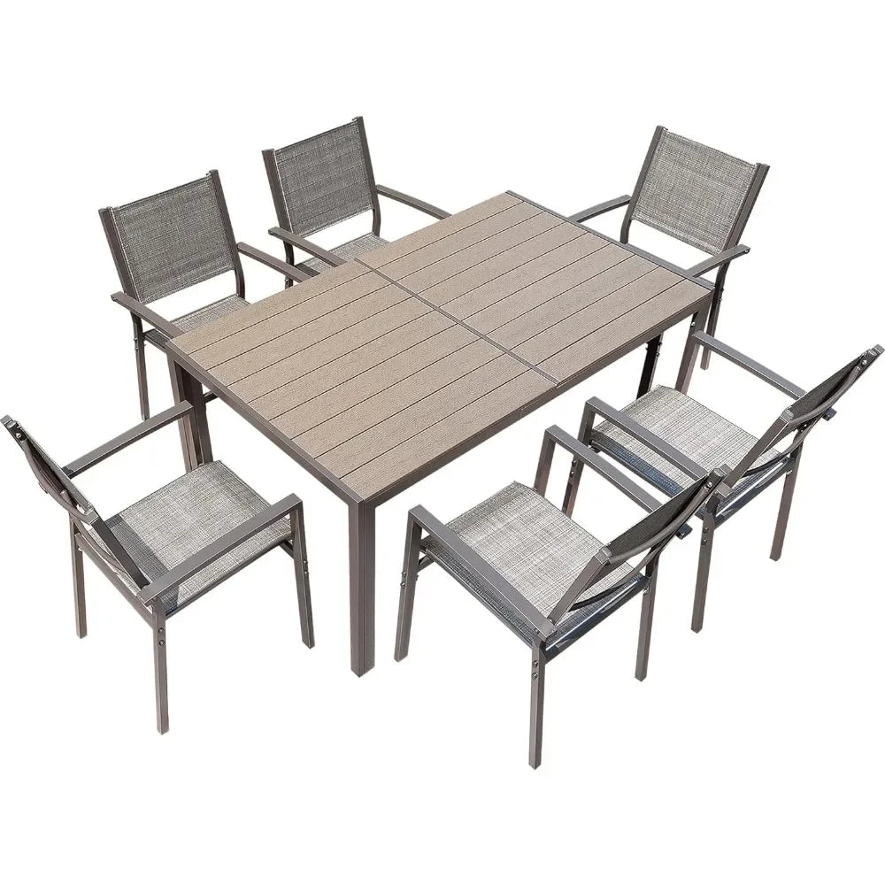 7 Piece Terrace Dining Outdoor Furniture Set with